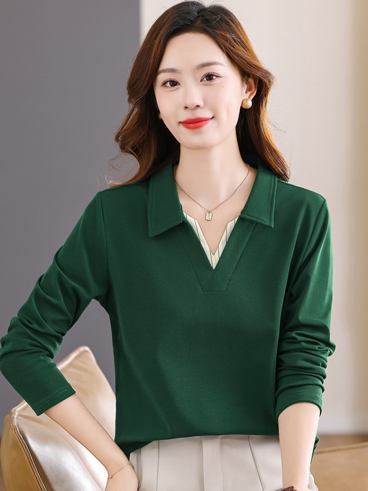 【92精梳棉】轩凌子翻领拼接T恤S82530146·森林绿