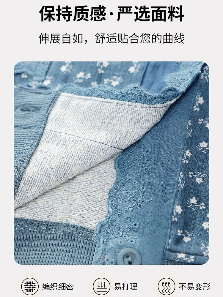 底蕴蕾丝边碎花薄款外套J251WKZX21-38·蓝色