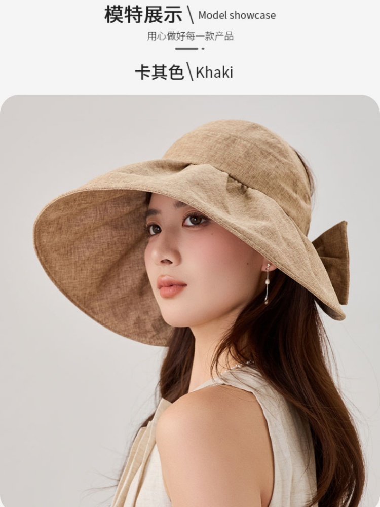 玖策赫本风棉麻半空顶帽A8-2-3-M6087·卡其色