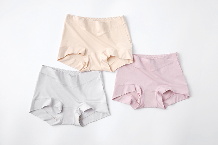 3条装纯蚕丝底裆高腰收腹内裤灰色肤色豆沙