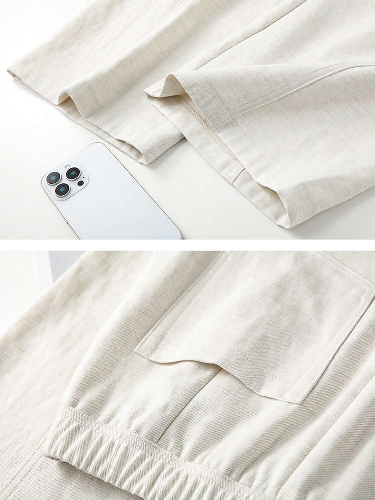 【大牌代工厂出品】和顺圣天丝亚麻休闲阔腿裤26008·麻本色