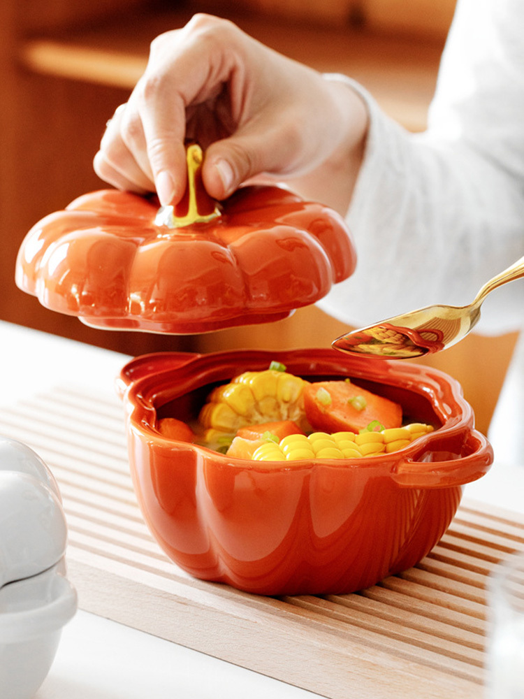 陶瓷碗带盖炖盅南瓜盅家用汤碗蒸蛋沙拉碗