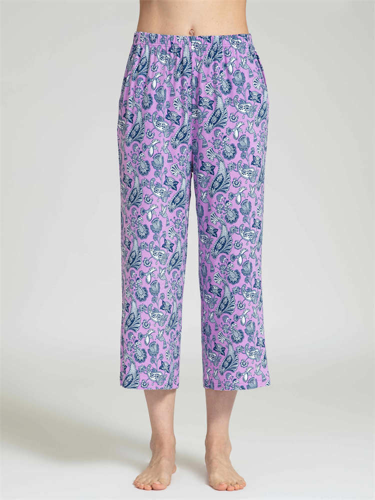 【专柜同款】纤丝鸟鸟语花香系列女士八分裤·紫色花