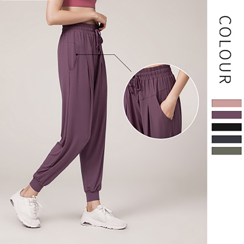 丁摩 春季新款休闲瑜伽运动时尚修身长裤运动裤 两条组·紫色*2
