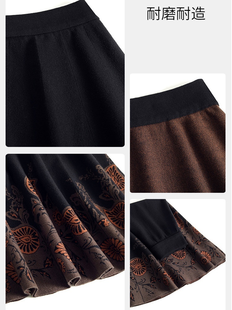 梦卓旋针织民族风提花半裙LXWT5831·灰色