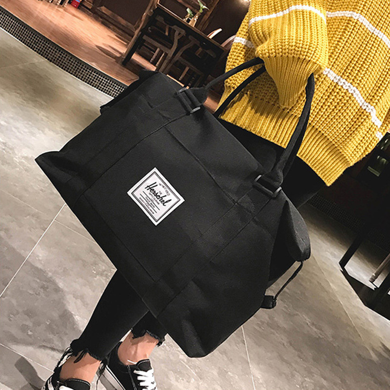 (特价款)时尚撞色男女通用大容量手提行李短途旅行时尚休闲包·黑色