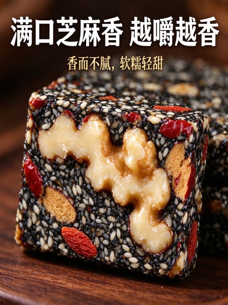 黑芝麻枸杞核桃红枣核桃糕 200克*4袋 软糕点健康独立包装切糕解馋