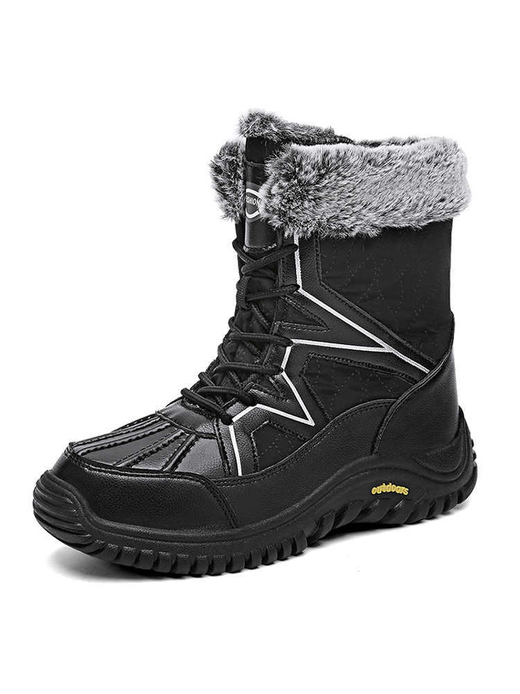 冬季大码高帮棉鞋女式舒适厚底雪地靴加绒保暖棉靴LW-5489·黑色