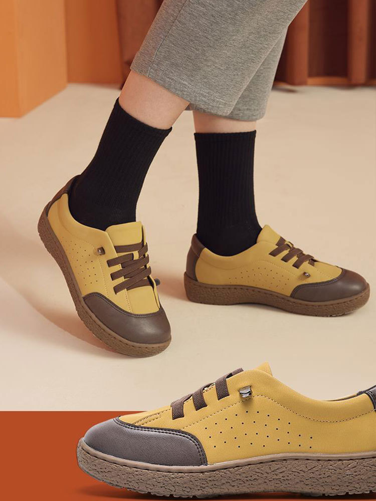 日本品牌pansy4E弹力带女士休闲鞋·黄色