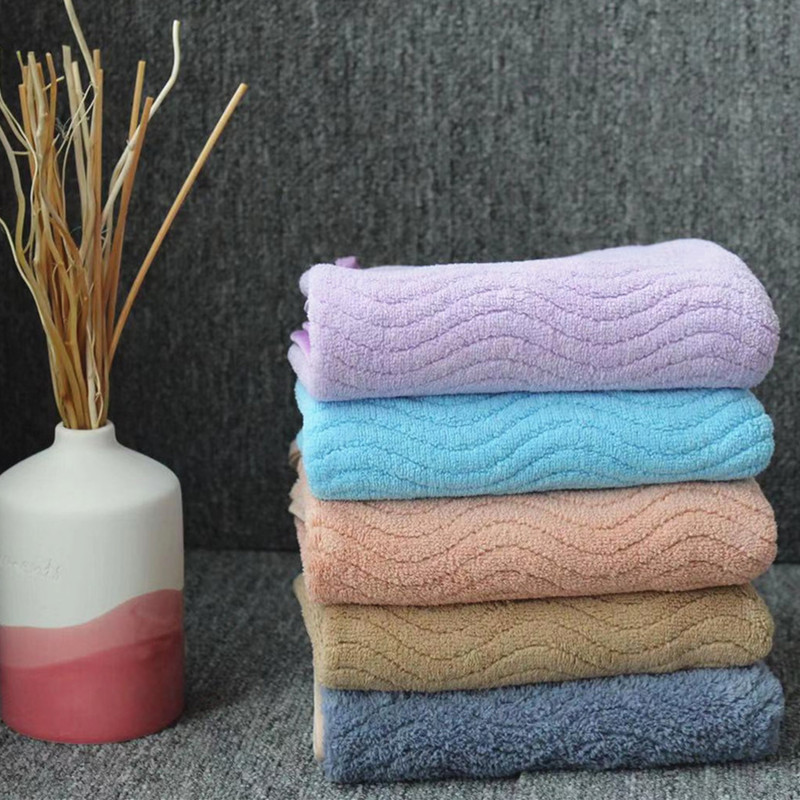 超柔珊瑚绒毛巾6件组干发清洁多功能 颜色随机波浪纹款
