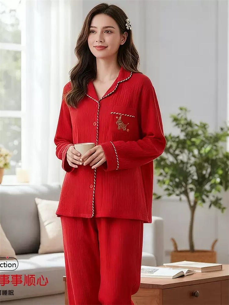 棉朵妮小马贺春翻领长袖长裤套装（女）·小马贺春