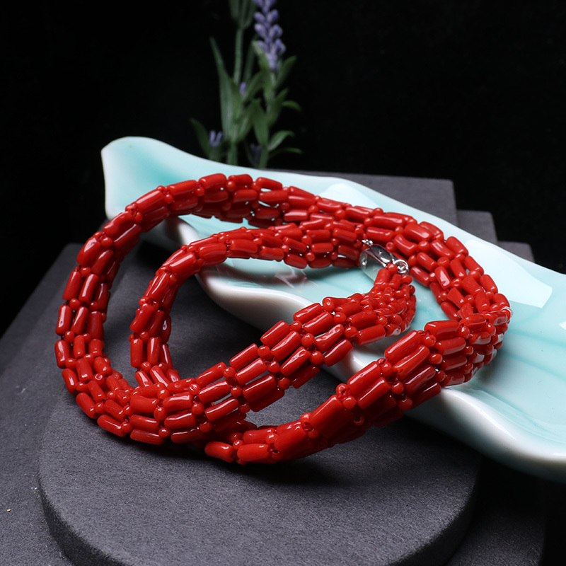 映时红珊瑚手工编富贵高雅 项链