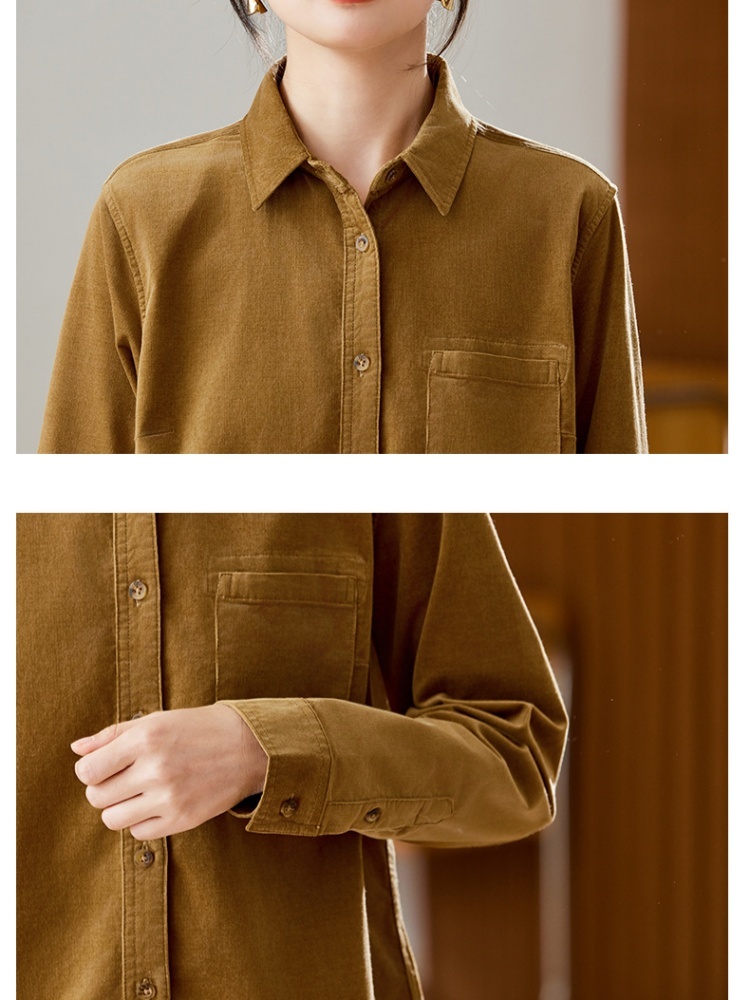 【加厚纯棉】可风各高级感灯芯绒衬衫510531·橘红色