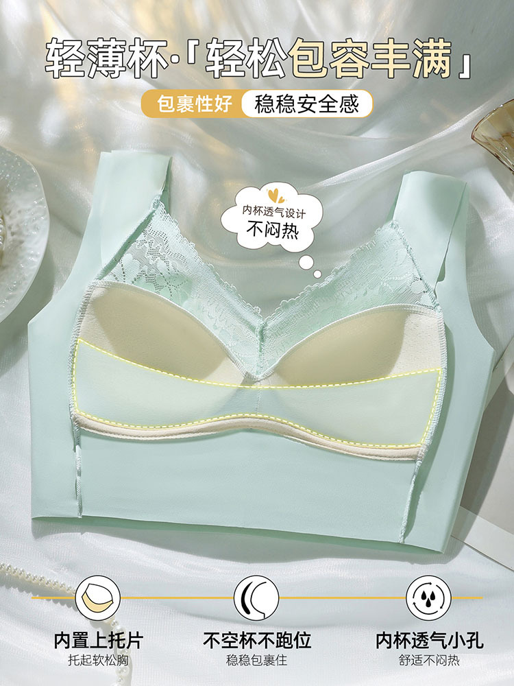 【2件超值组/200斤内穿】新款蕾丝轻薄提托大胸显小透气内衣·肤色+墨兰