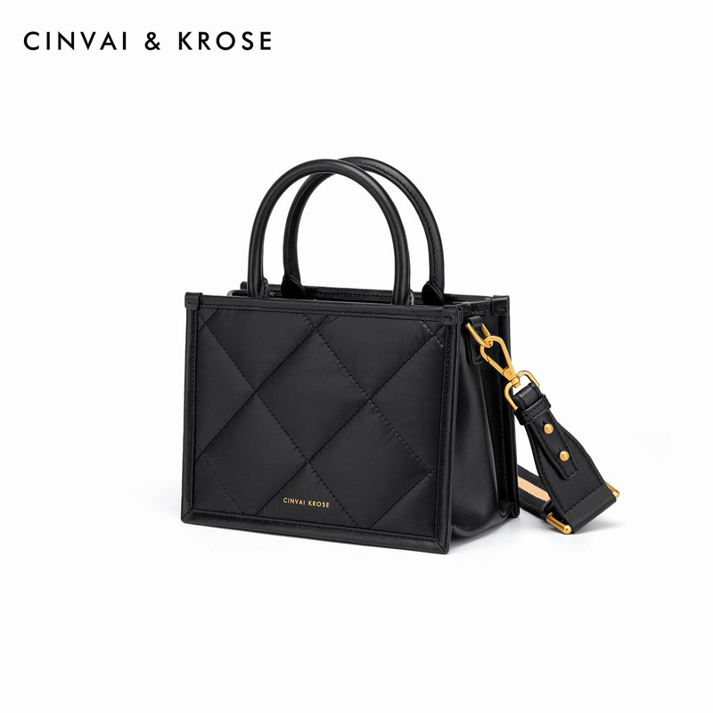 CinvaiKrose 包包女新款潮斜挎包女手提包百搭单肩包女包C6254·黑色