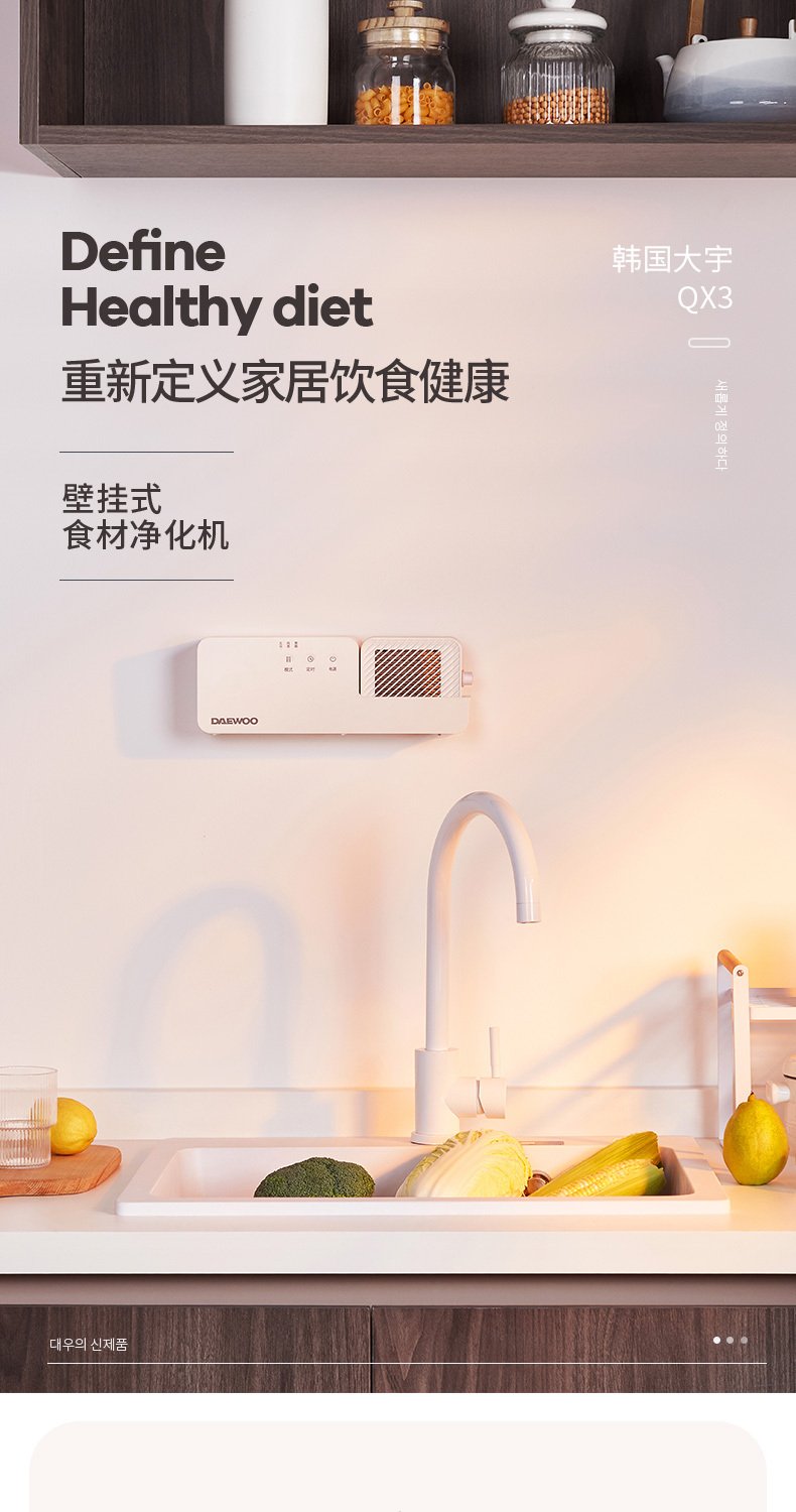 韩国大宇daewoo家用果蔬清洗机食材净化机壁挂式
