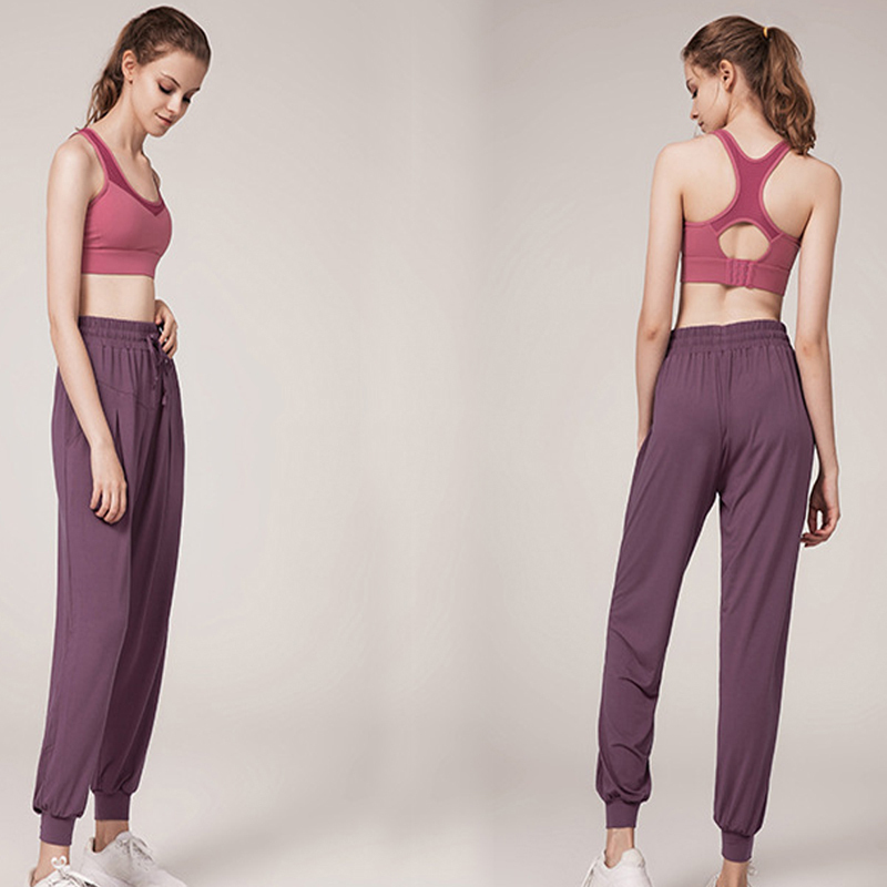 丁摩 春季新款休闲瑜伽运动时尚修身长裤运动裤 两条组·紫色*2