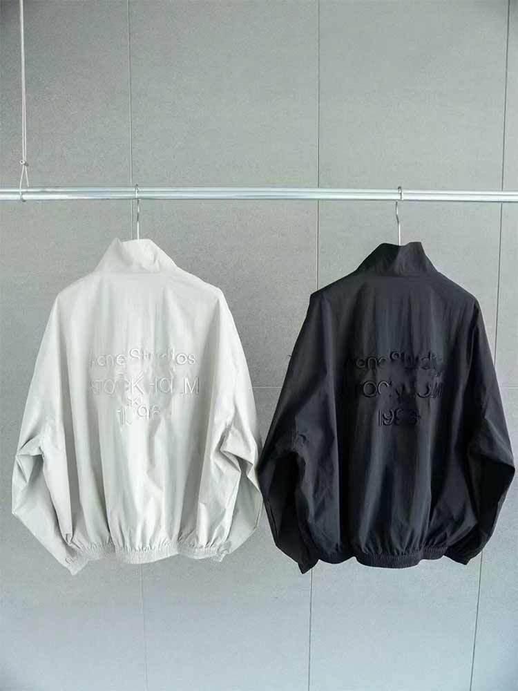 婵阅专柜高货AC1996刺绣立领夹克男女同款宽松休闲外套·2601-黑色