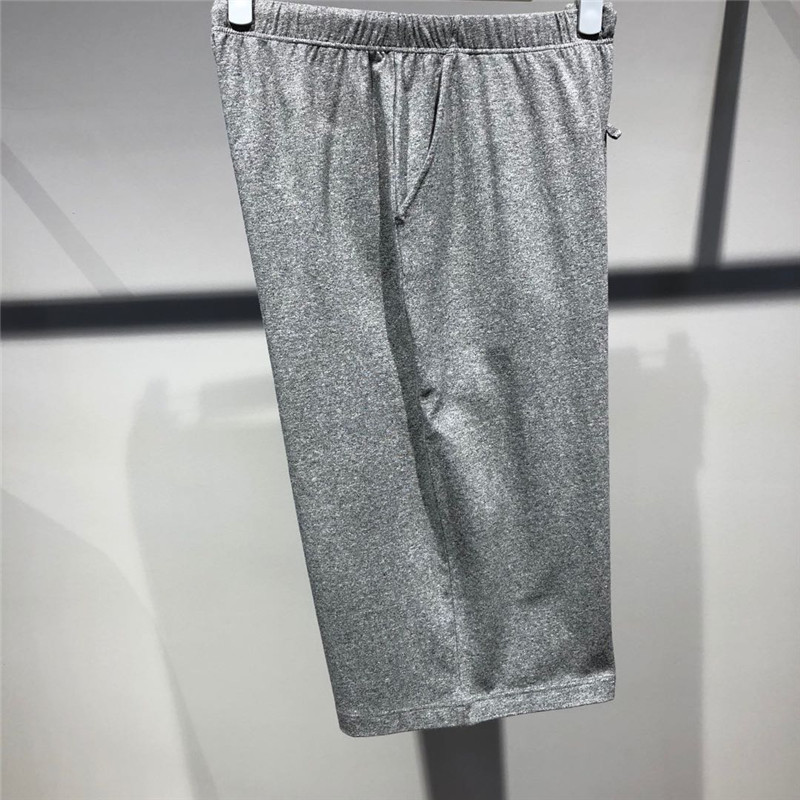 纤丝鸟经典竹棉色纺男士V领半袖中裤套装·20016-麻灰色