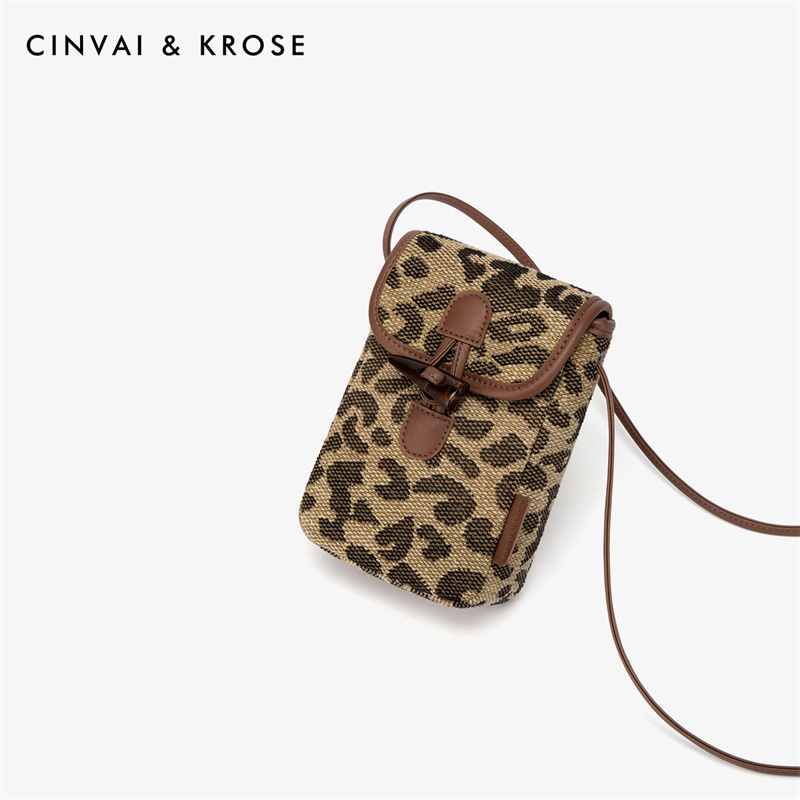 CinvaiKrose 手机包女包包新款迷你斜挎包小挎包女式单肩包B6329·棕色