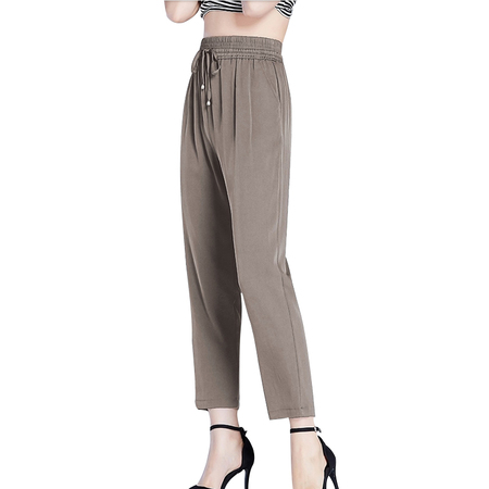 丁摩真丝裤小脚裤女士高腰休闲裤透气老板裤直筒裤九分裤桑蚕丝裤