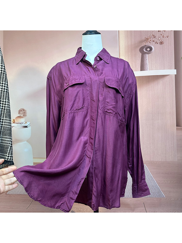 【100蚕丝/柞蚕丝】大码版宽松衬衣（尺码很大）·紫色