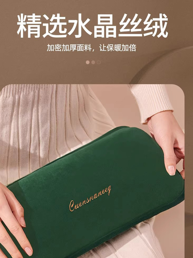 国标充电双插手热水袋防爆暖水袋暖宝宝电暖宝热宝加长暖被窝·灰色