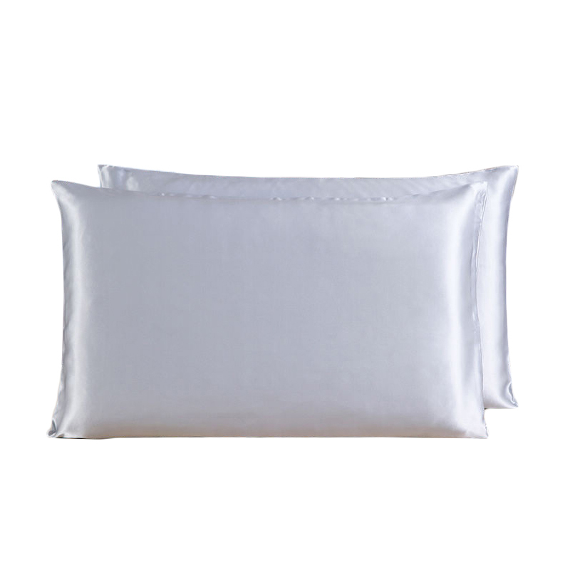 丁摩重磅真丝枕套素绉缎桑蚕丝枕套双面纯色枕套一对·淡紫色