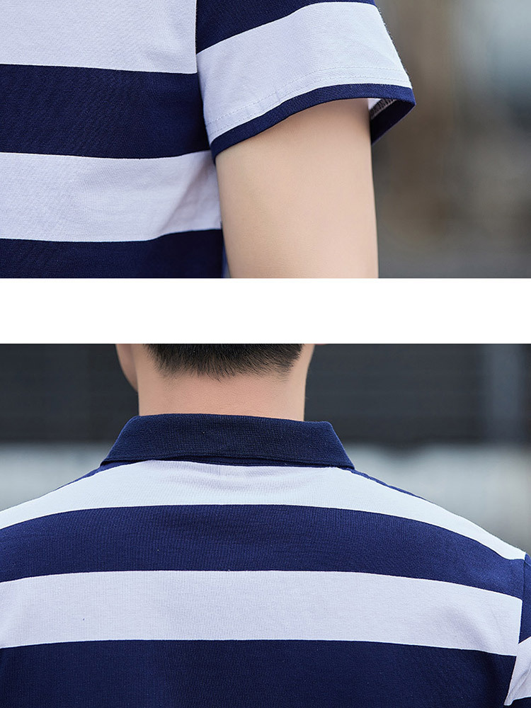 JEEP 新款男士条纹Polo衫短袖7222·蓝白