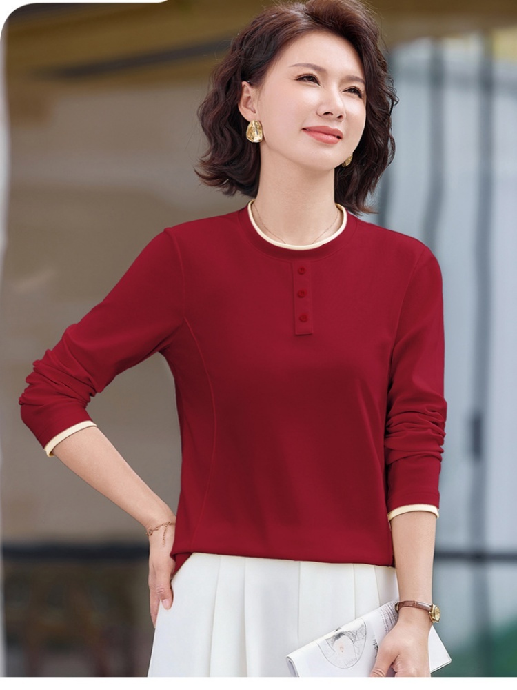 【92精梳棉】轩凌子吸睛拼接圆领T恤S82610034·奶杏色