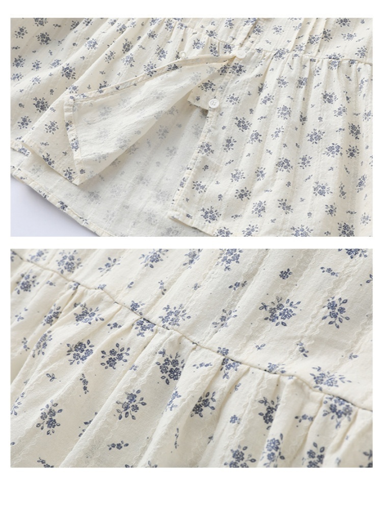【100棉】可风各淡雅碎花七分袖衬衫65109·碎花