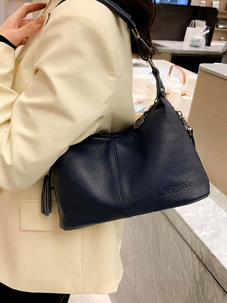 头层牛皮软真皮气质单肩女包斜挎包2231#·海蓝色