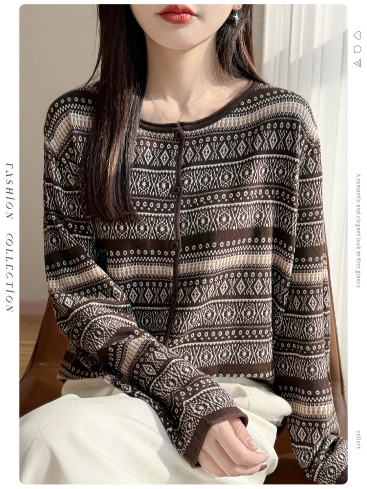 【精纺羊毛】特舒复古风针织开衫衣TS-602·灰色