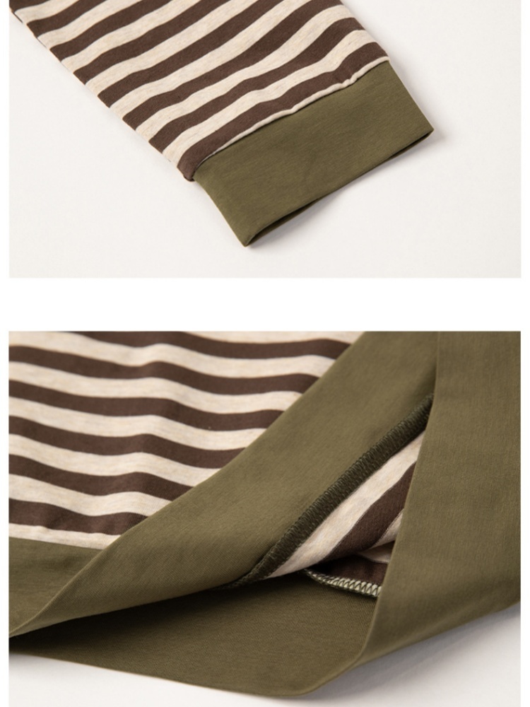 凯诗帕条纹翻领T恤6436·深咖