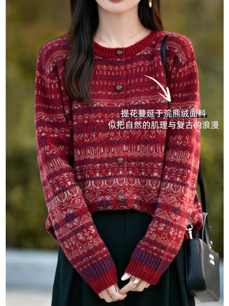 特舒冬款加厚法式复古开衫毛衣TS-416·深灰色