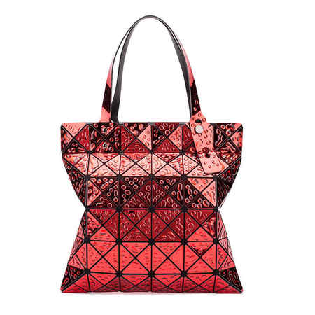 单肩6x6菱格包镭射水滴系列红色