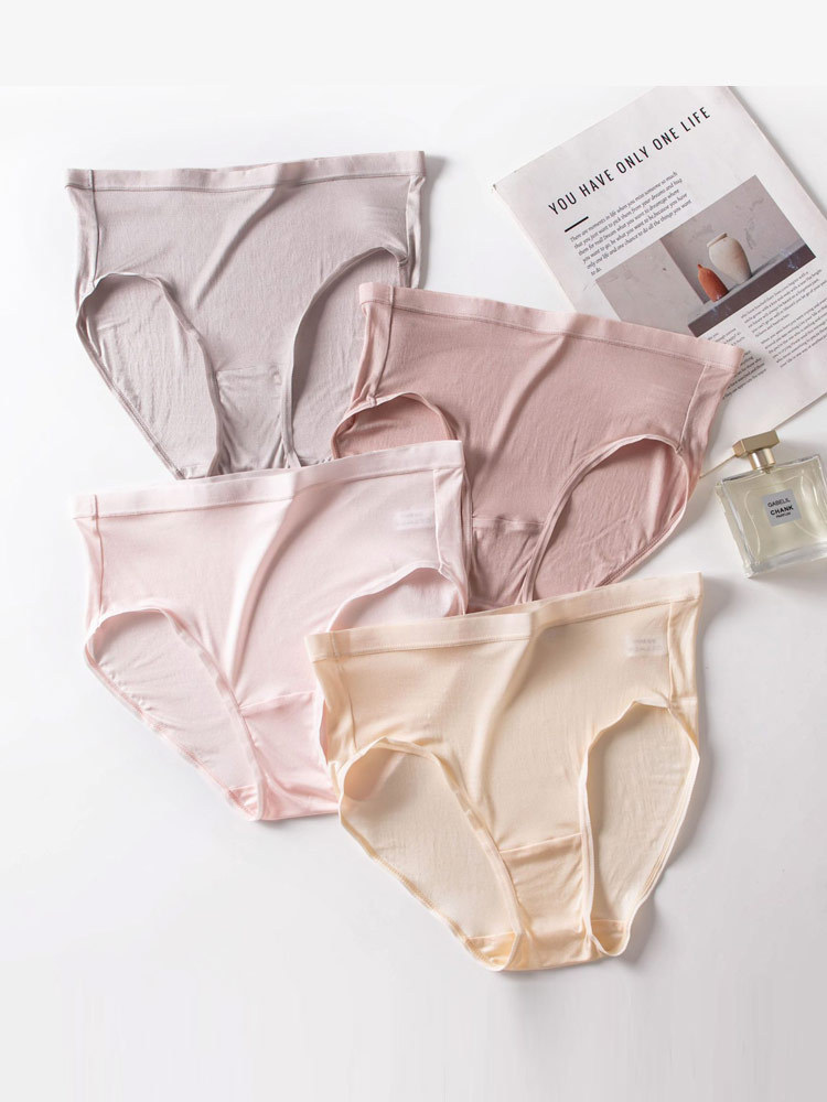 4条装100桑蚕丝纯真丝中高腰轻薄健康内裤313#·4色混装