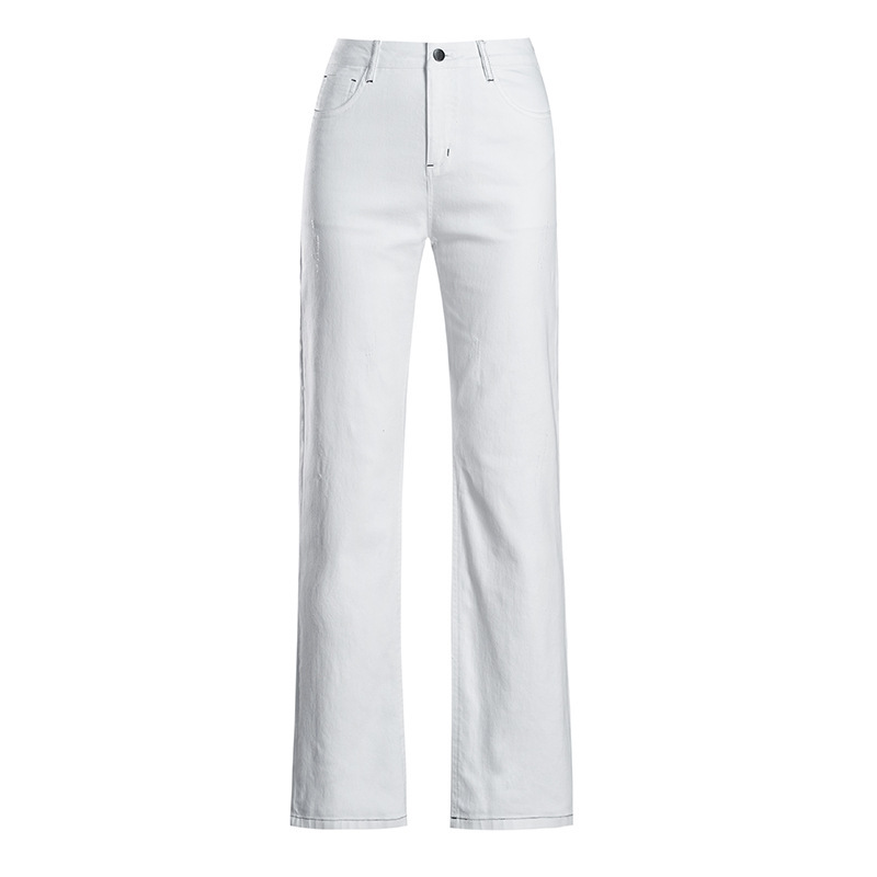 棉质牛仔 大码宽松显瘦直筒裤·2121白色
