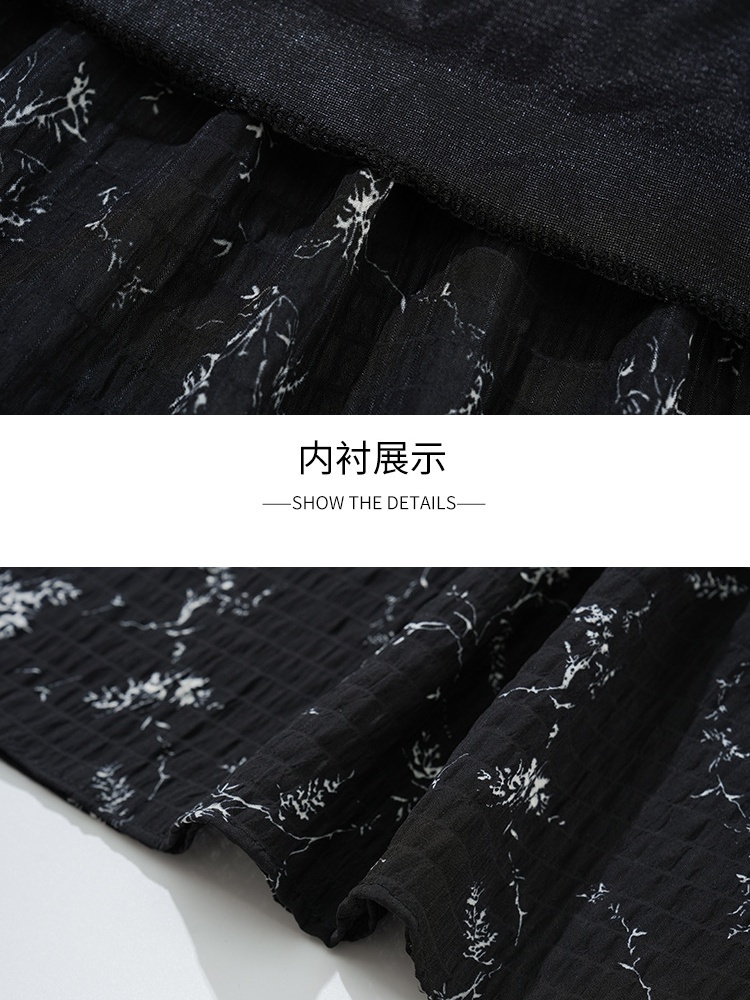 梦卓旋松紧腰雪纺印花半身裙XBMY-A682·白色