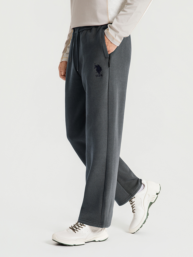 USPA加厚秋冬【含羊毛】奥粒绒卫裤口袋拉链款K688·灰色(平口)