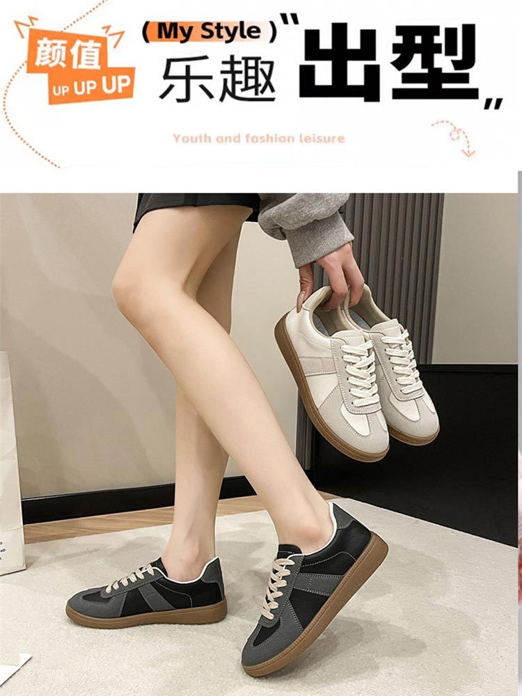 简约皮面拼接舒适运动鞋德训鞋NB882#·黑色