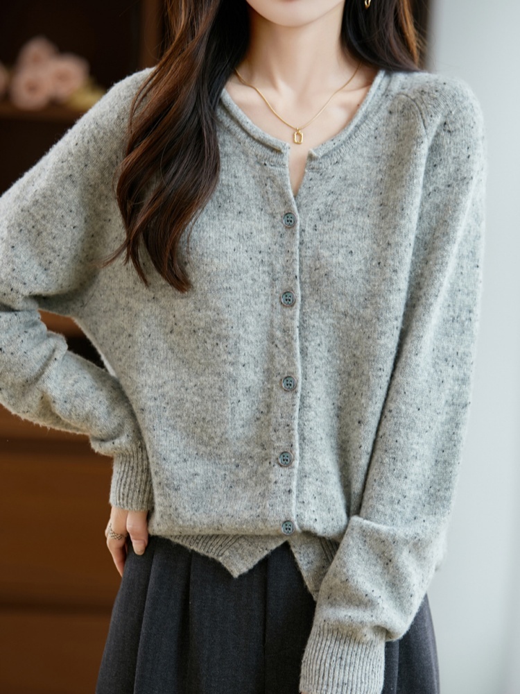 【100羊毛】特舒加厚彩纱开衫毛衣TS-094·灰色