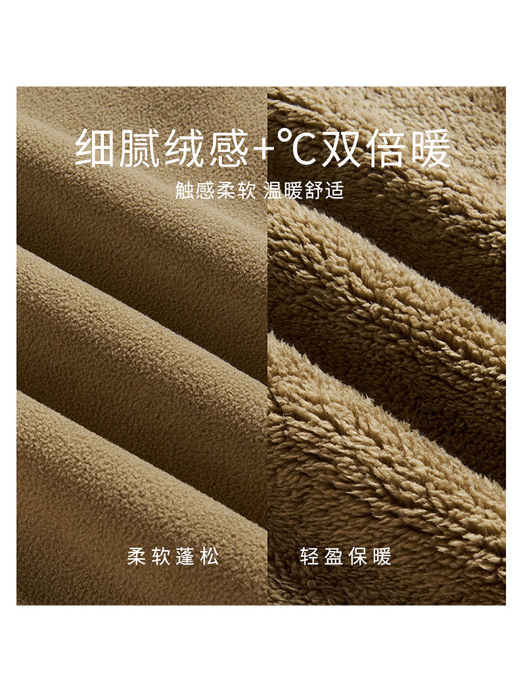 【专柜爆款/男女同款】时尚摇粒绒连帽加厚保暖拉链口袋抓绒衣外套·墨绿色