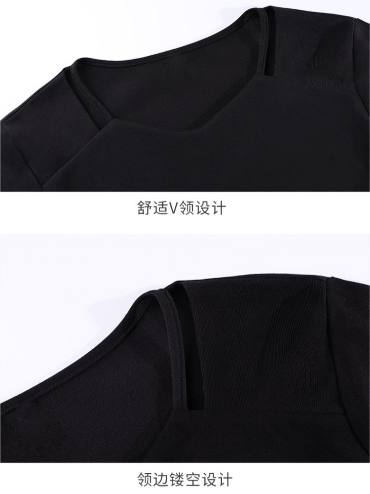 【92精梳棉】轩凌子镂空领边T恤XS82530123·酒红色