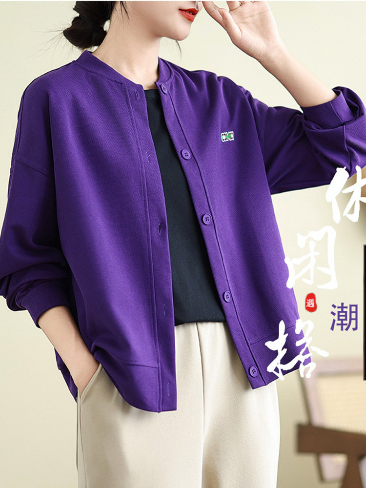 全棉刺绣开扣时尚棒球服外套·灰色