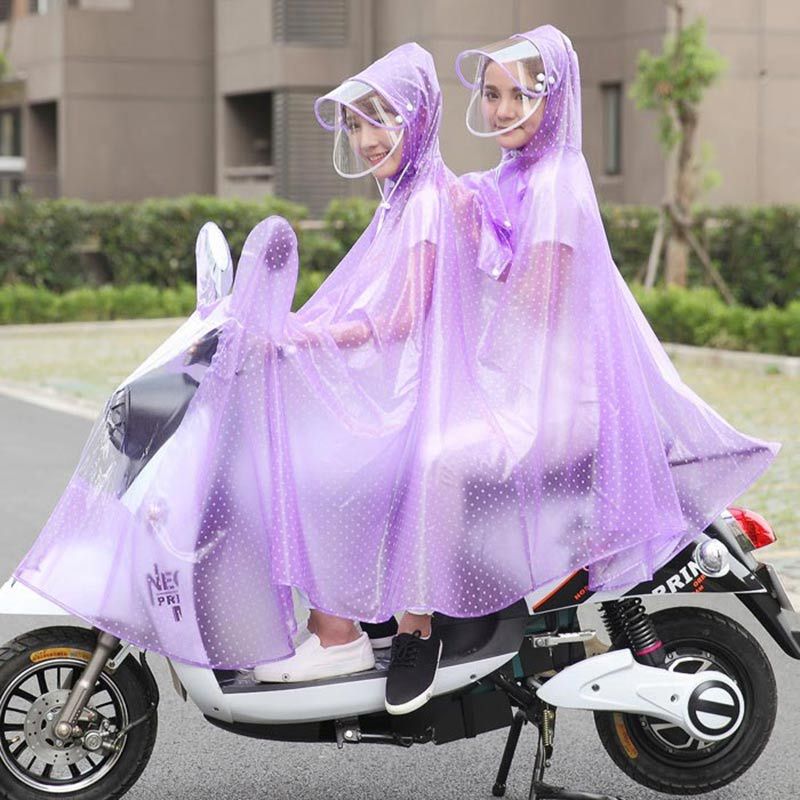 电车电瓶摩托车电动自行车母子透明雨衣成人男女雨披·红雪花  红雪花