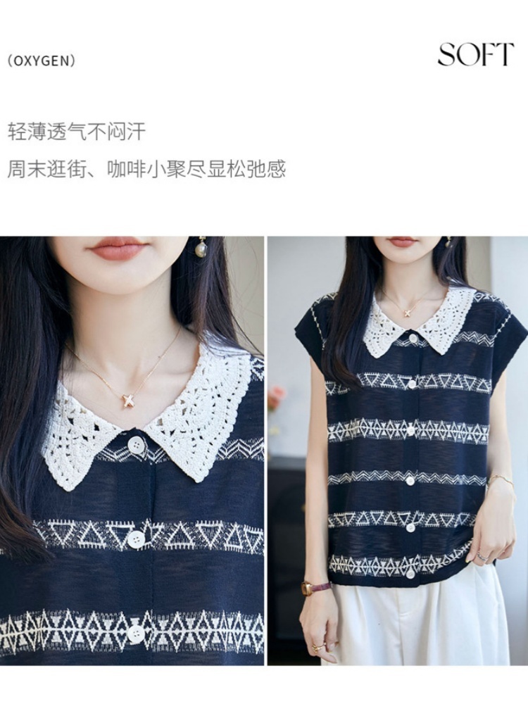 特舒竹节麻提花针织衫TS-586·藏蓝提花