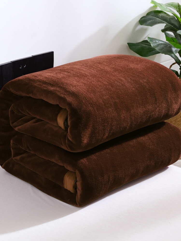 多宝雅 新款纯色牛奶绒毛毯床单珊瑚绒毛毯法兰绒毛毯盖毯200*230cm·咖啡