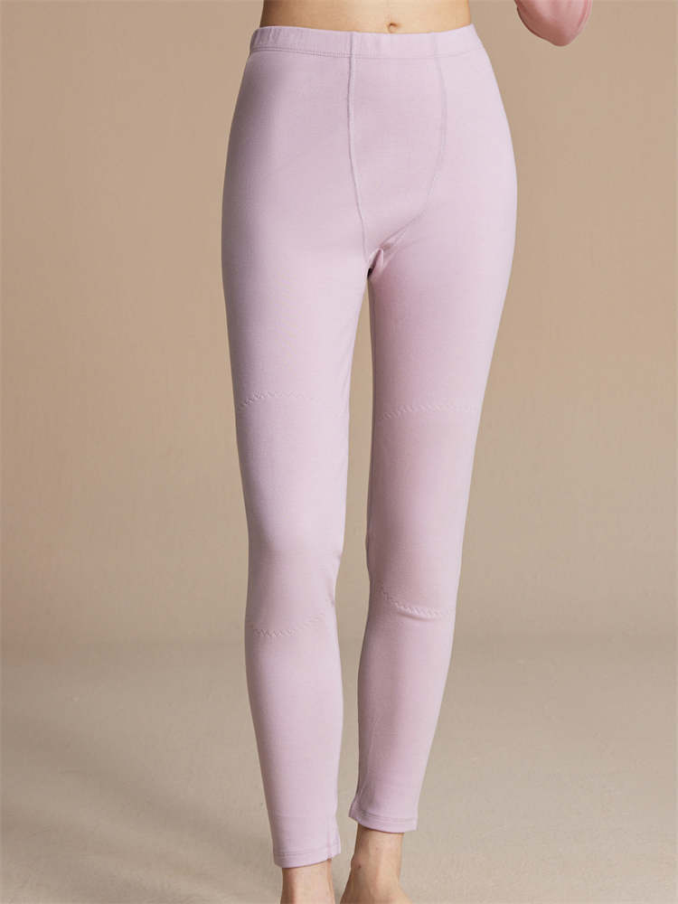 纤丝鸟舒棉超暖双面绒女士护膝单裤2条组·灰粉色