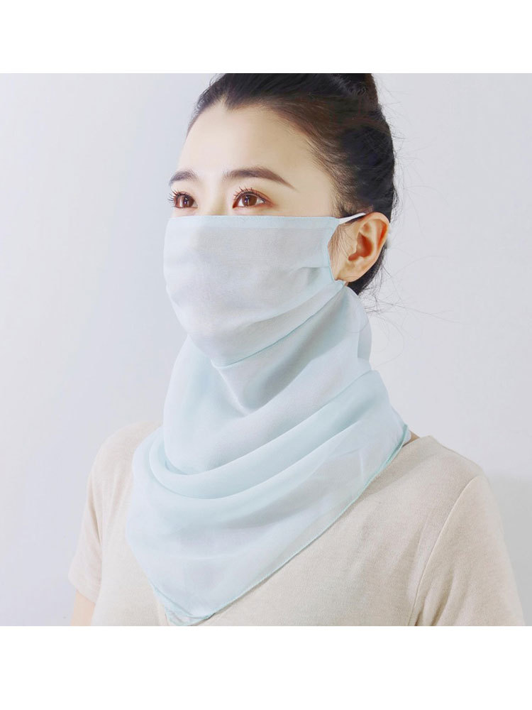 【一巾三用】100桑蚕丝防晒口 罩围脖小领巾面纱·淡粉